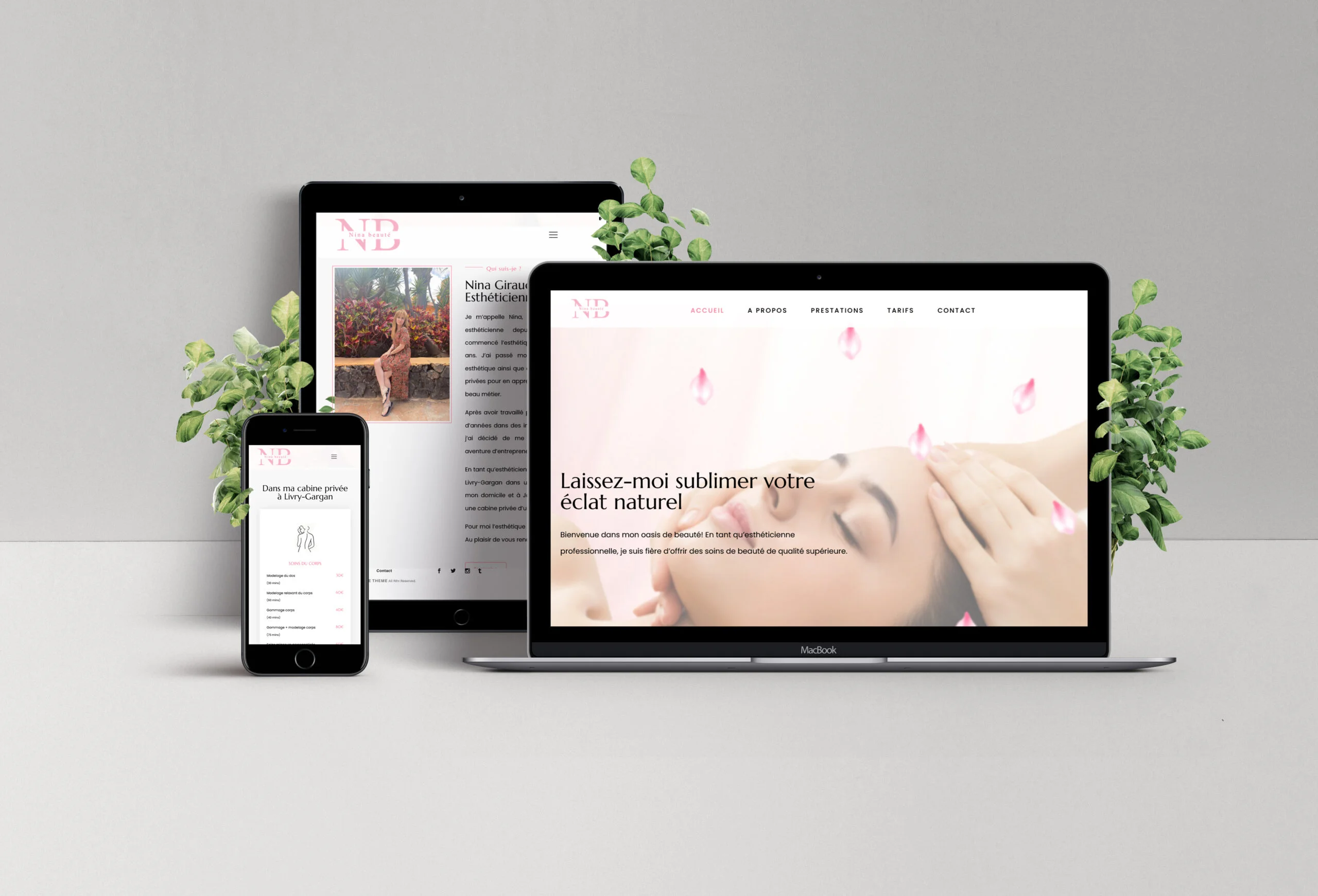 Pour accompagner l'ouverture du salon de beauté, j'ai dû travailler en urgences sur la réalisation du site web, de l'hébergement jusqu'à la mise en ligne.
